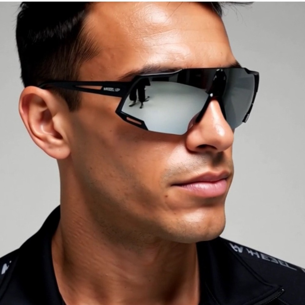 Cycling Sunglasses Polarized Silver Mirror Lens Fishing Running Shield Lentes